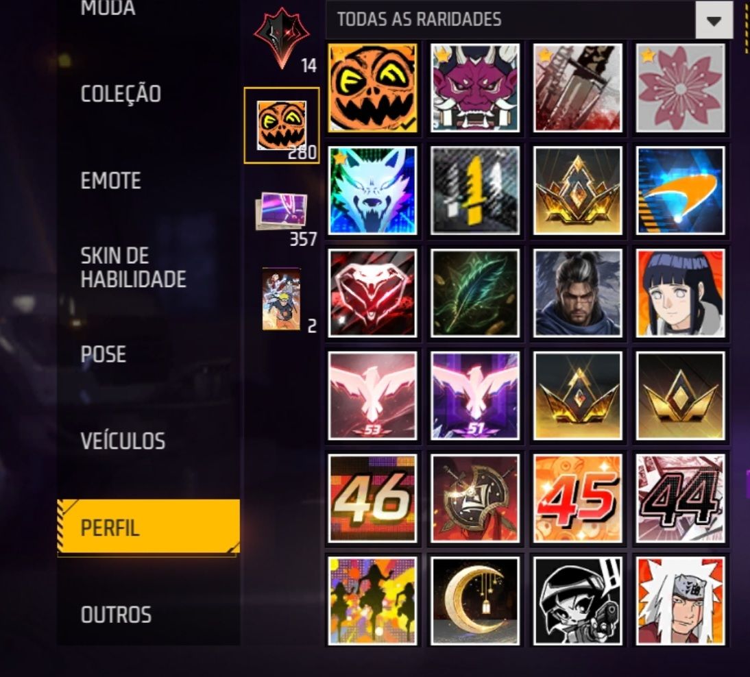 Conta Free Fire com 4, 5 Passe, Ragnarok, Angelical, One Punch Man + Prime 8