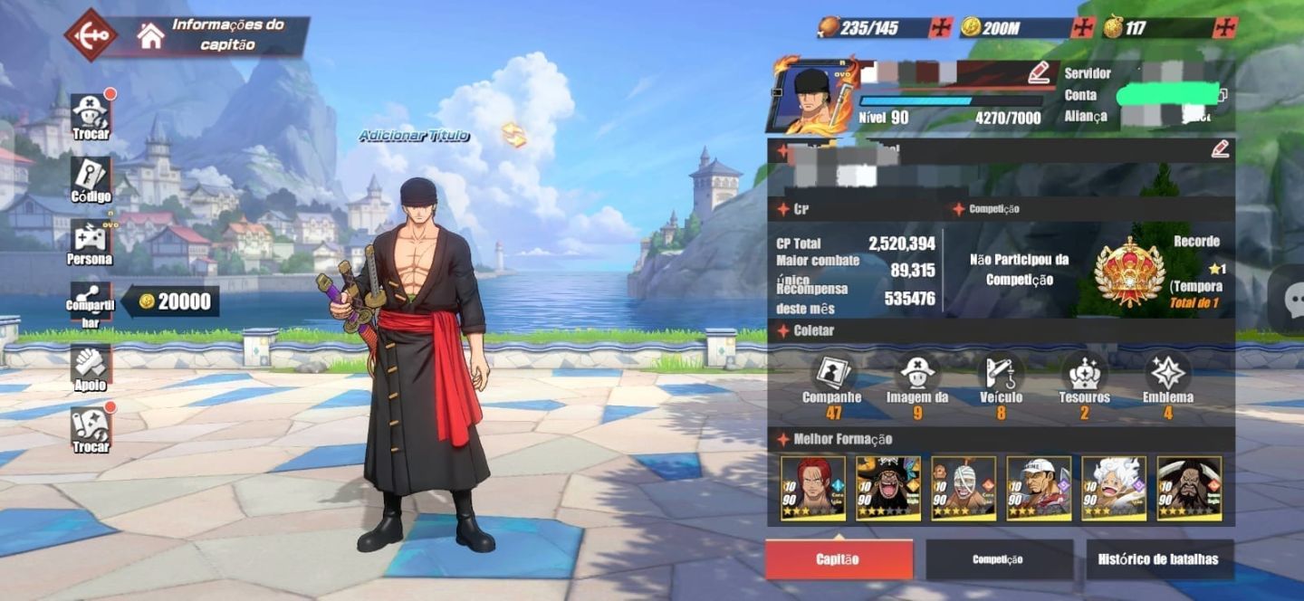 Conta one piece fight pach para começar no jogo.