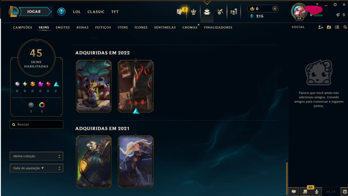 Conta de LOL lvl 45