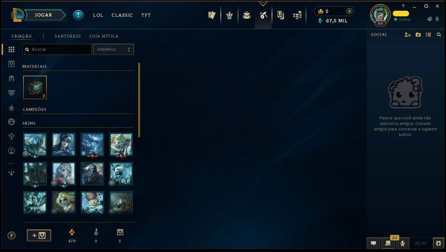 (100% SEGURA) CONTA SMURF - PLATINA 2 - 87,5K EA - SKINS - UPADA À MÃO