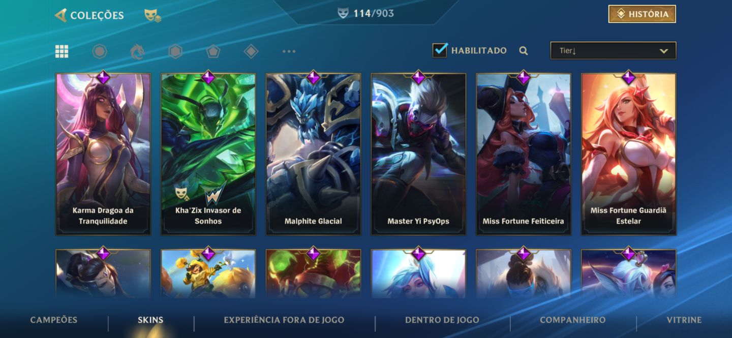 Conta Wild Rift ex desafiante com 114 skins, main adc