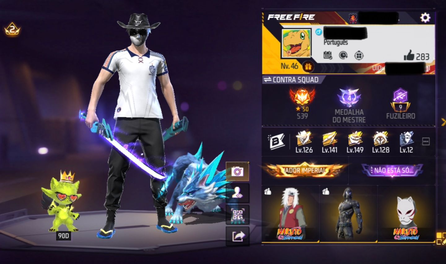 Conta de Free Fire LVL 46 + 158 Gemas
