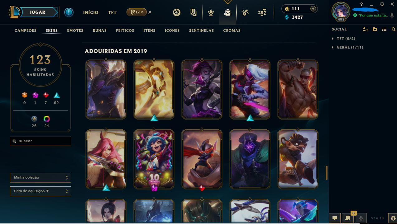 CONTA LOL 123 SKINS, 153 CAMPEÕES, CRIADA 2018