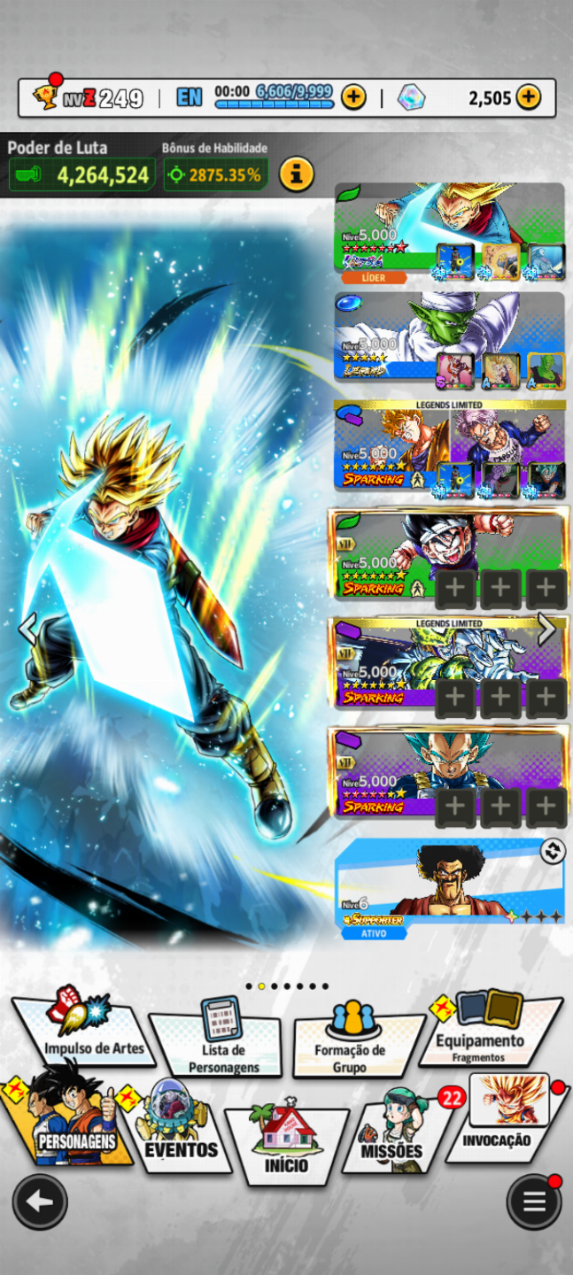 CONTA DBZ COM O NOVO TRUNKS ULTRA 14 ESTRELA É OS NOVOS PERSONAGENS DO DAIMA