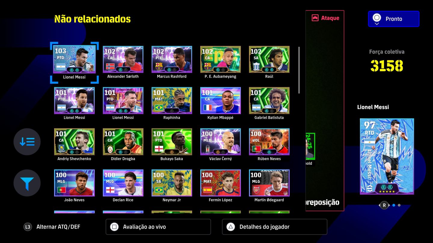 Conta com jogadores big times, épicos e raros