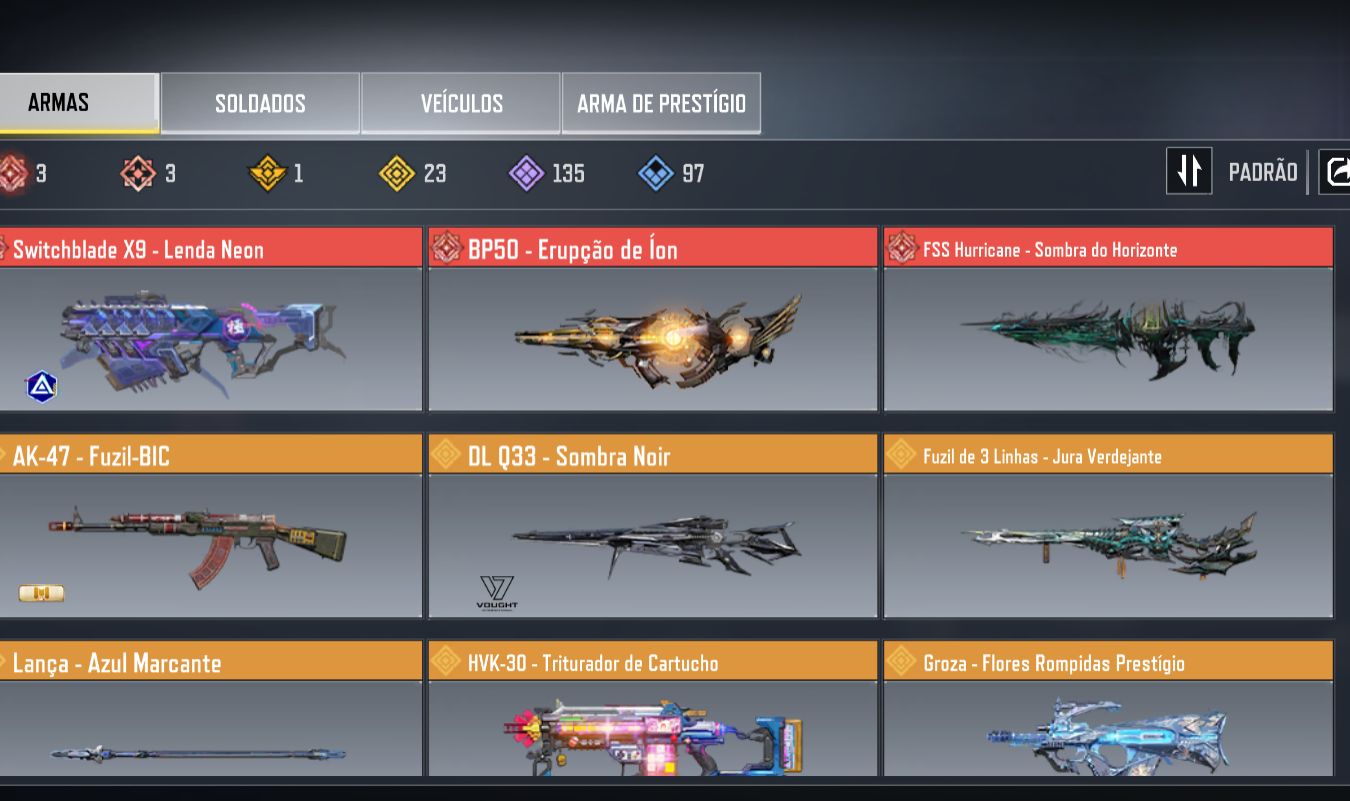 CONTA COD MOBILE DE COLECIONADOR 3 MÍTICAS MAX + 23 LENDÁRIAS