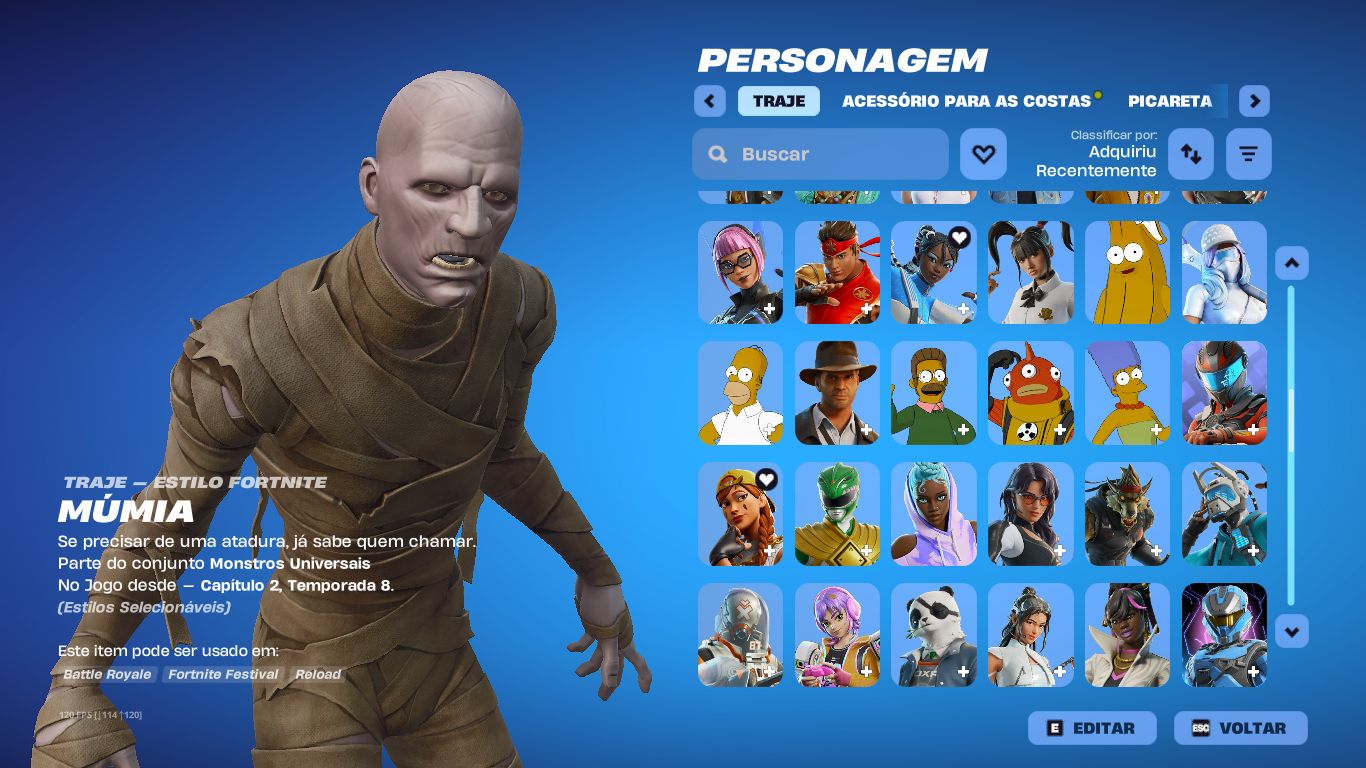 Conta de fortnite com 122 skins, 100 picaretas e atualmente com o clube ativado.