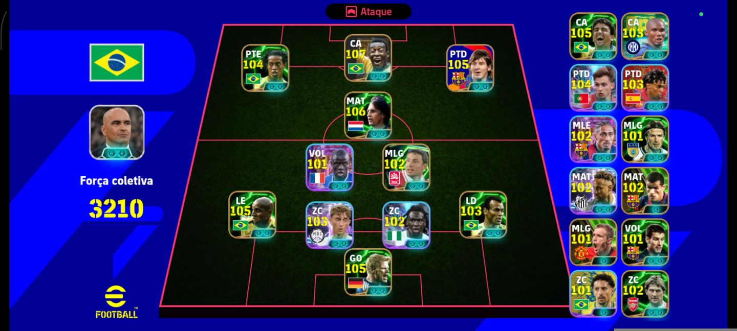 EFootball TOP 3210 E 3010 MOEDAS AM|PELÉ 107 + CRUYFF 106 + RONALDINHO +Kahn 105