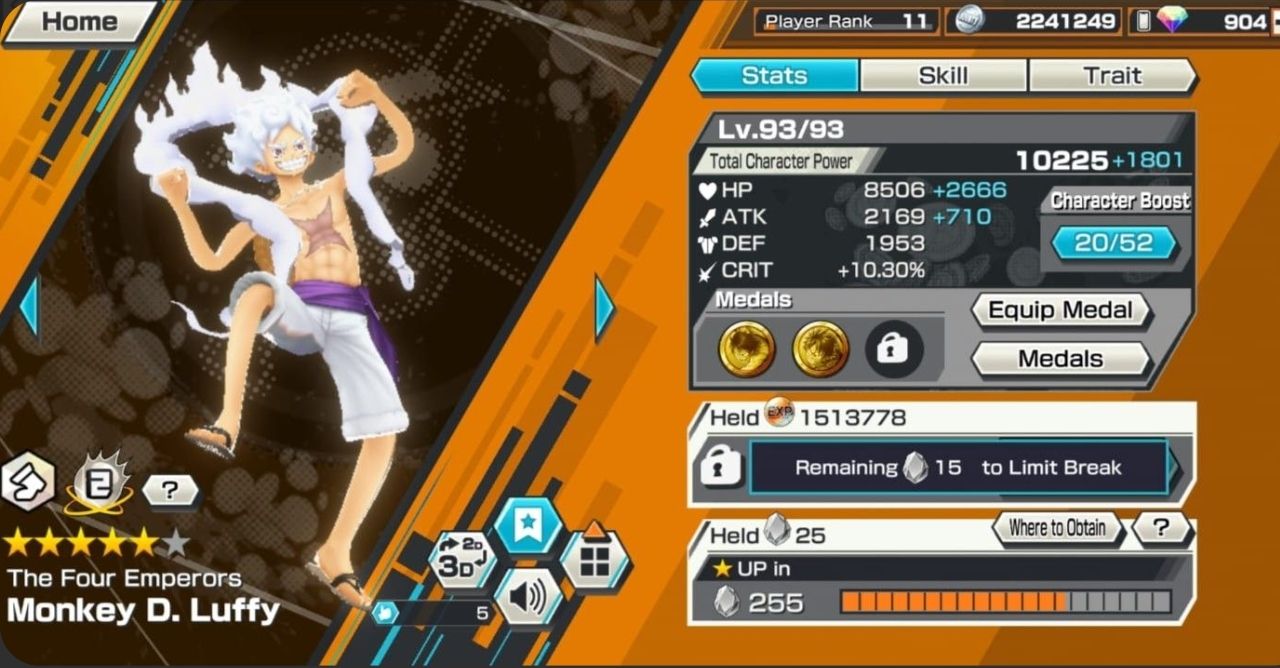 3 Personagens Extremos META Luffy Extremo Nika V2 Nível 93 IMPULSO 2 PODER 10K+