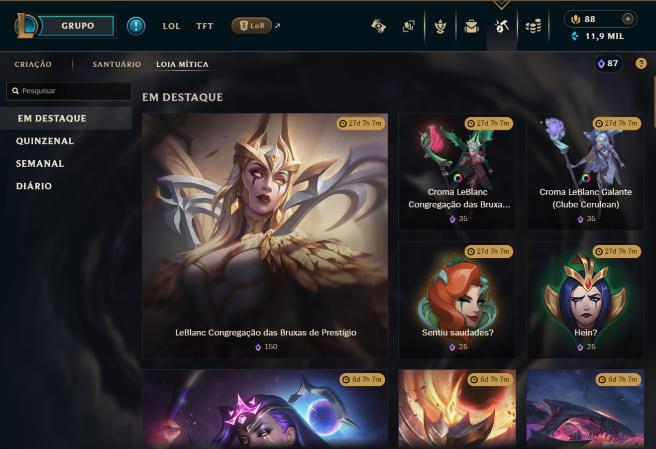Conta Full Acesso LoL - 168 CH | 122 SKINS | HONRA 5 | TFT SKINS | 443K TK