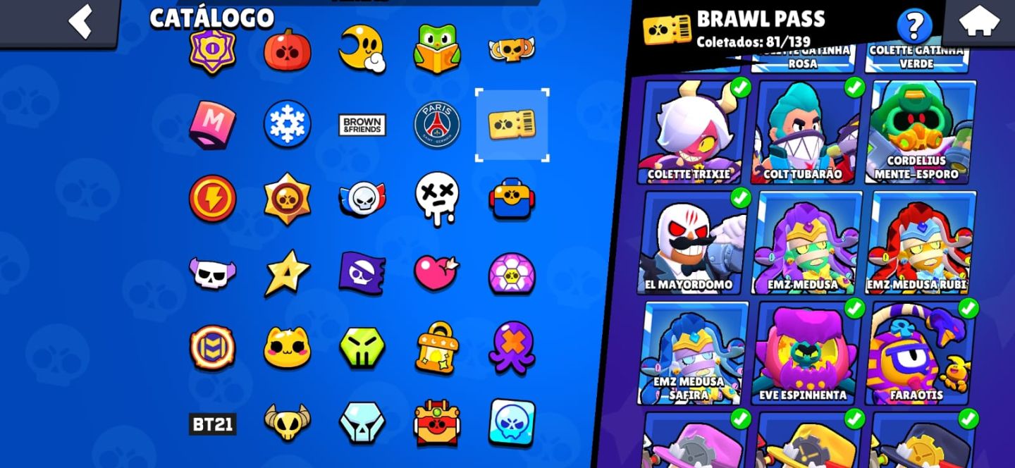 Brawl 89k de troféus com muitas skins raras e upadas!!
