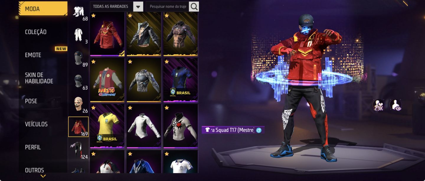 CONTA FREE FIRE [169 PEITAS] CALÇA ANGELICAL VERMELHA | UMP ROXA | DUNK MASTER