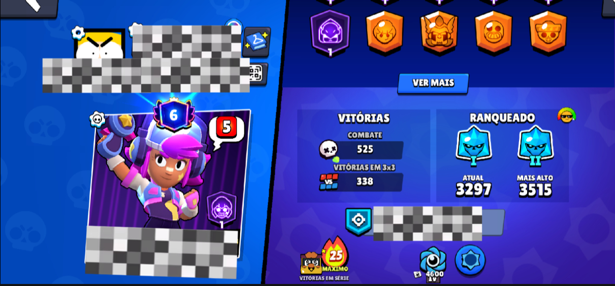 Conta com: 10k troféus 8000 de coins 4500 de bings com 32 Brawlers rank: dima