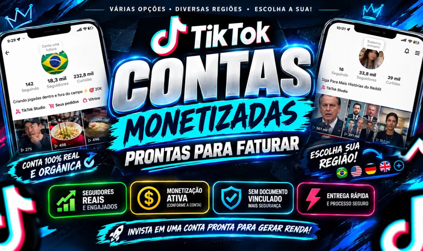 Contas Monetizadas | Tik Tok Shop | Nova e Antiga | Sem Doc