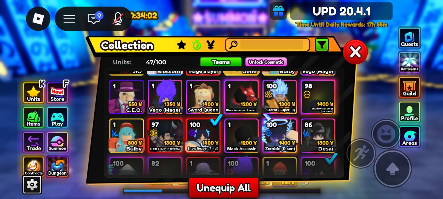 Conta roblox de anime vanguards, anime adventures, all star e outros jogos