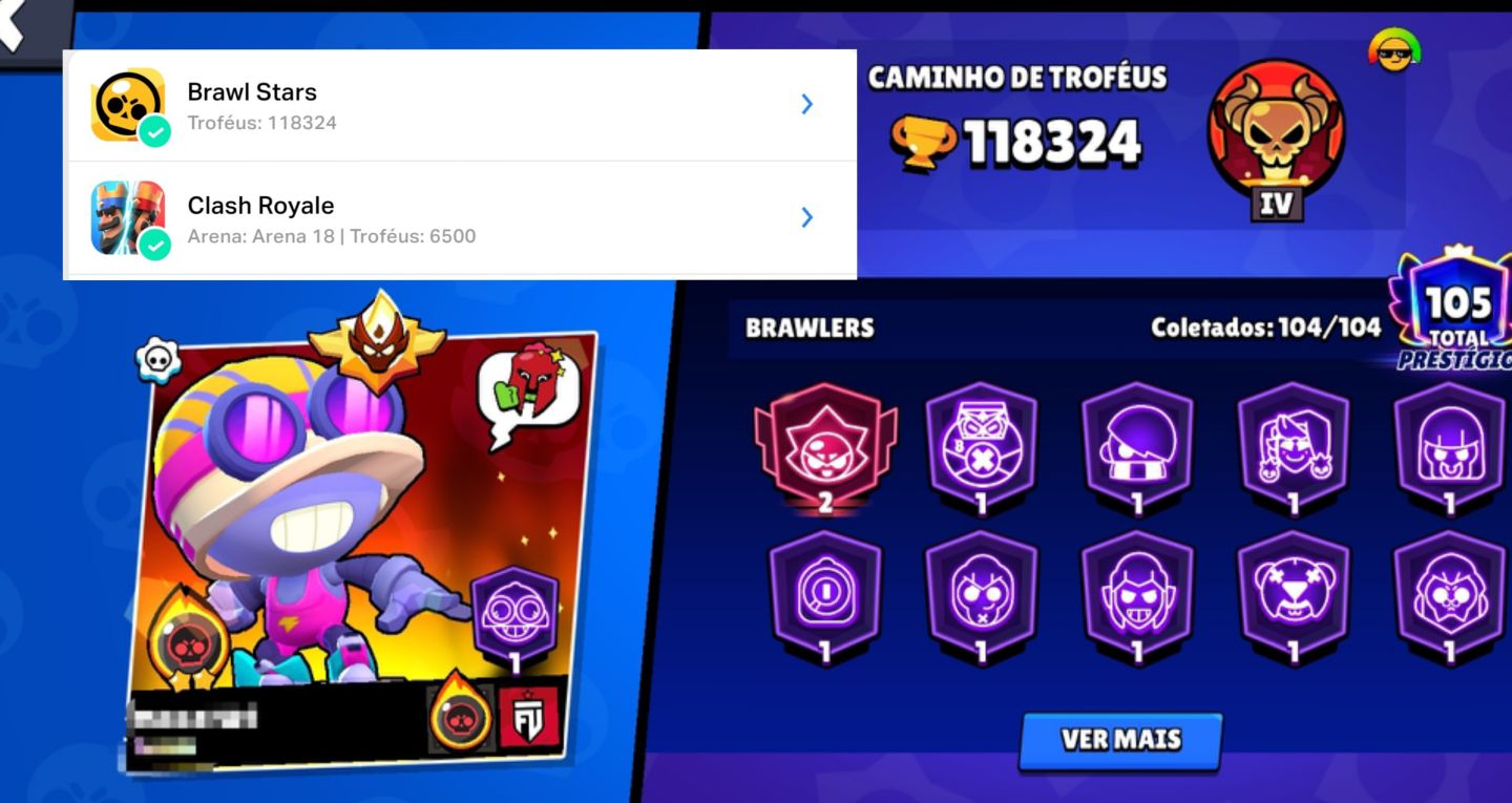 CONTA DE BRAWL STARS 120K, 2019, M1 ANTIGO, MATCHERINO e SPRAY R30! Leia a desc