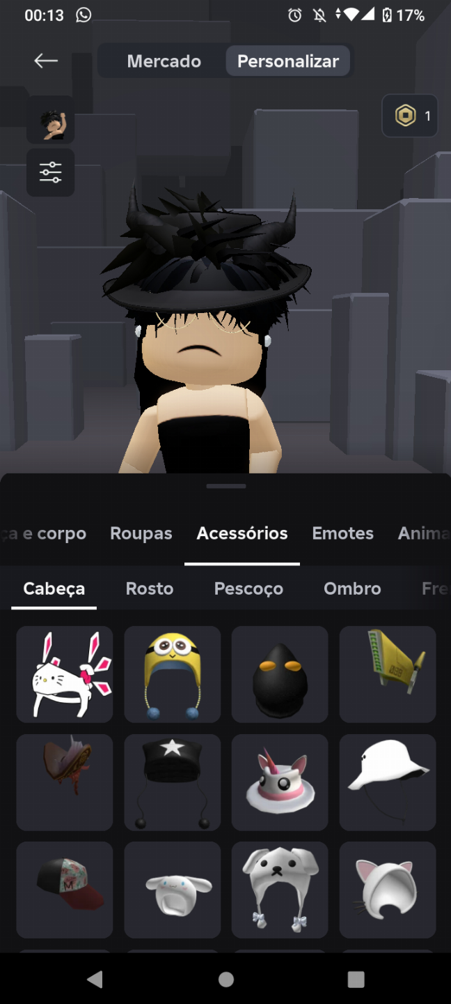 Conta de roblox cnp, contem 3 limiteds, rosto de 1k (sad face) e itens em jogos.