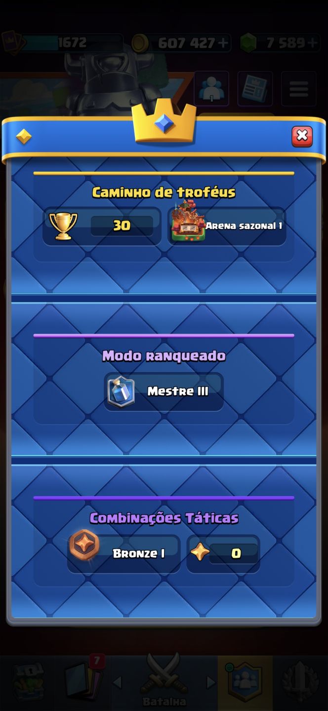Conta CRL Nível 16 Máx | 7.500 Gemas | Todas as Cartas | Conta Raríssima