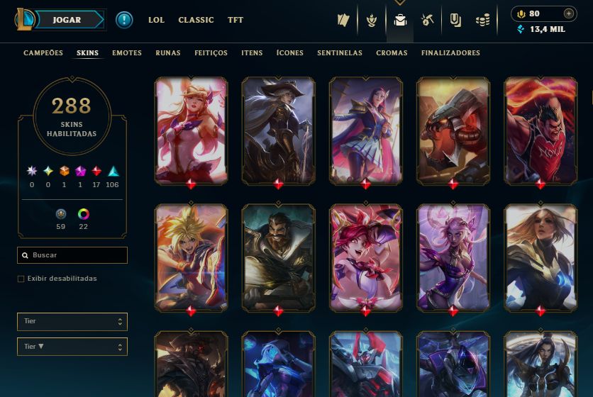 [CONTA LOL VETERANA 2014] TODOS OS CAMPEÕES | 288+ SKINS |