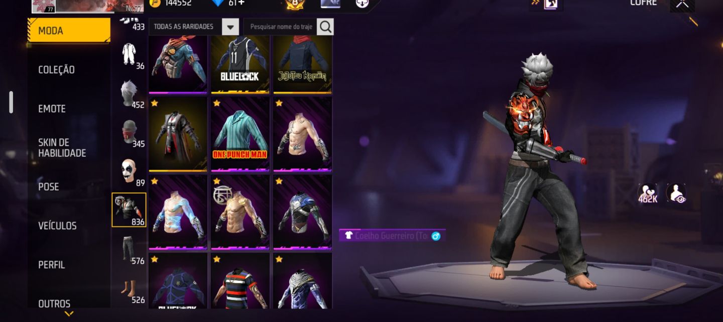 CONTA FREE FIRE GEMADA PRIME 8 / FULL RAGNAROK, FULL STREET FIGHTER E MUITO +