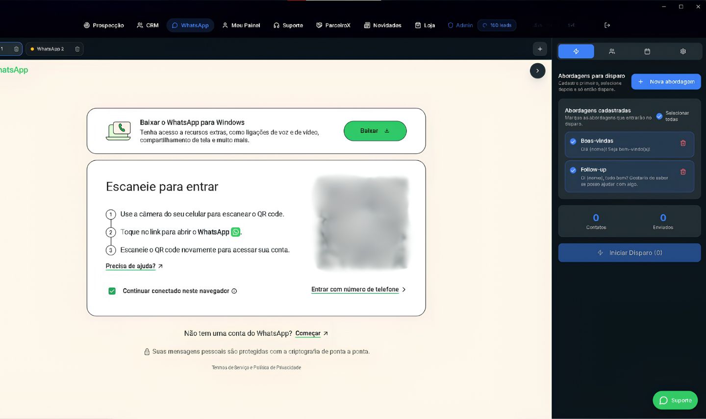 PLATAFORMA DE PROSPECÇÃO DE LEADS, CRM E DISPAROS PARA VENDEDORES - MENSAL