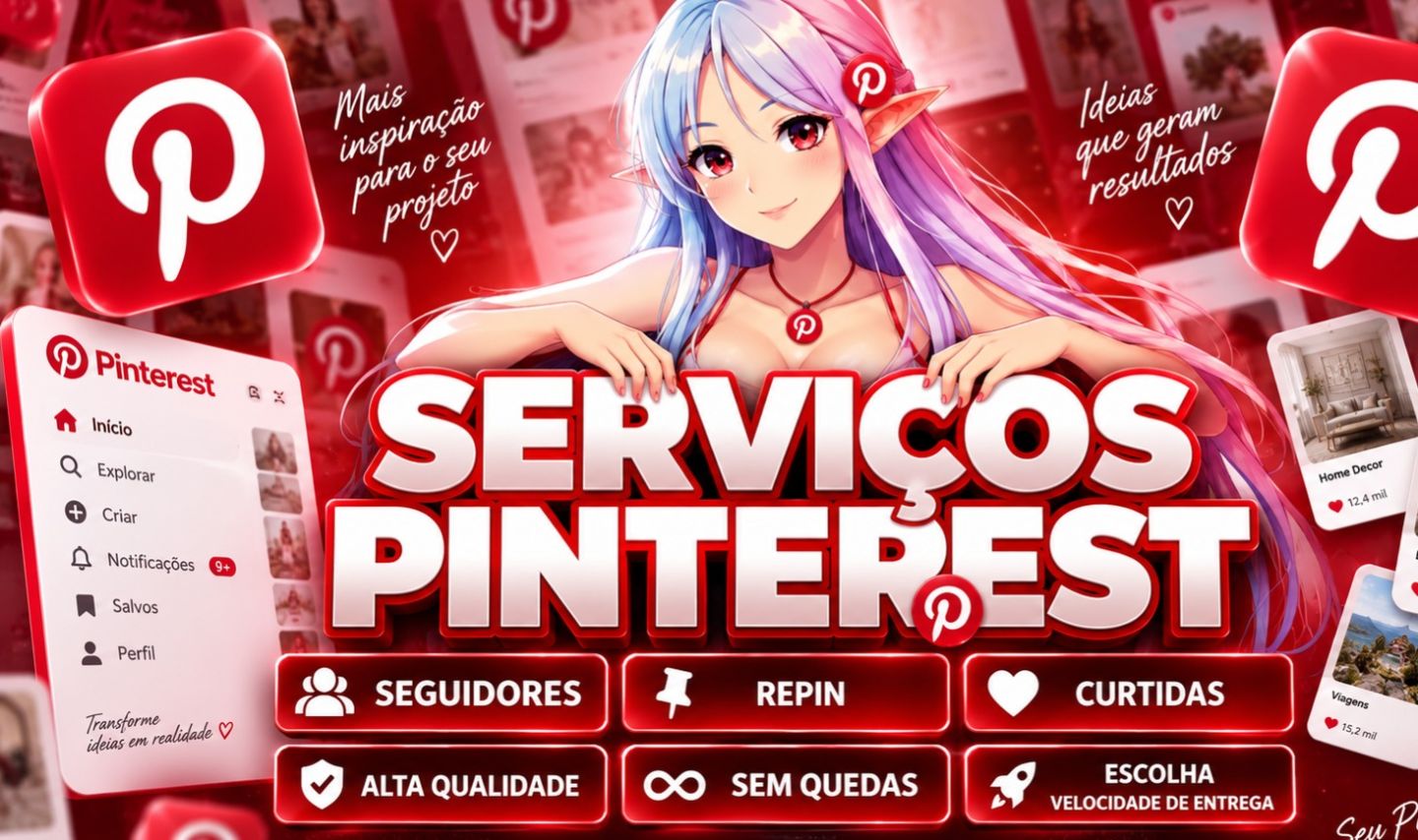(MENOR PREÇO DO SITE) SERVIÇOS PINTEREST - SEGUIDORES - REPINS - CURTIDAS