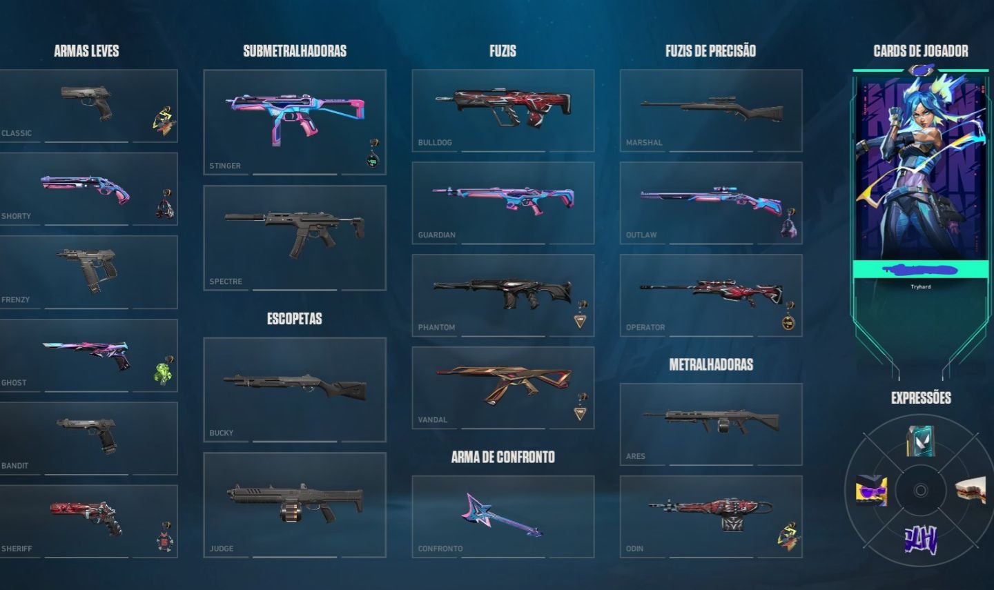 Conta valorant com skin de faca vandal e phantom