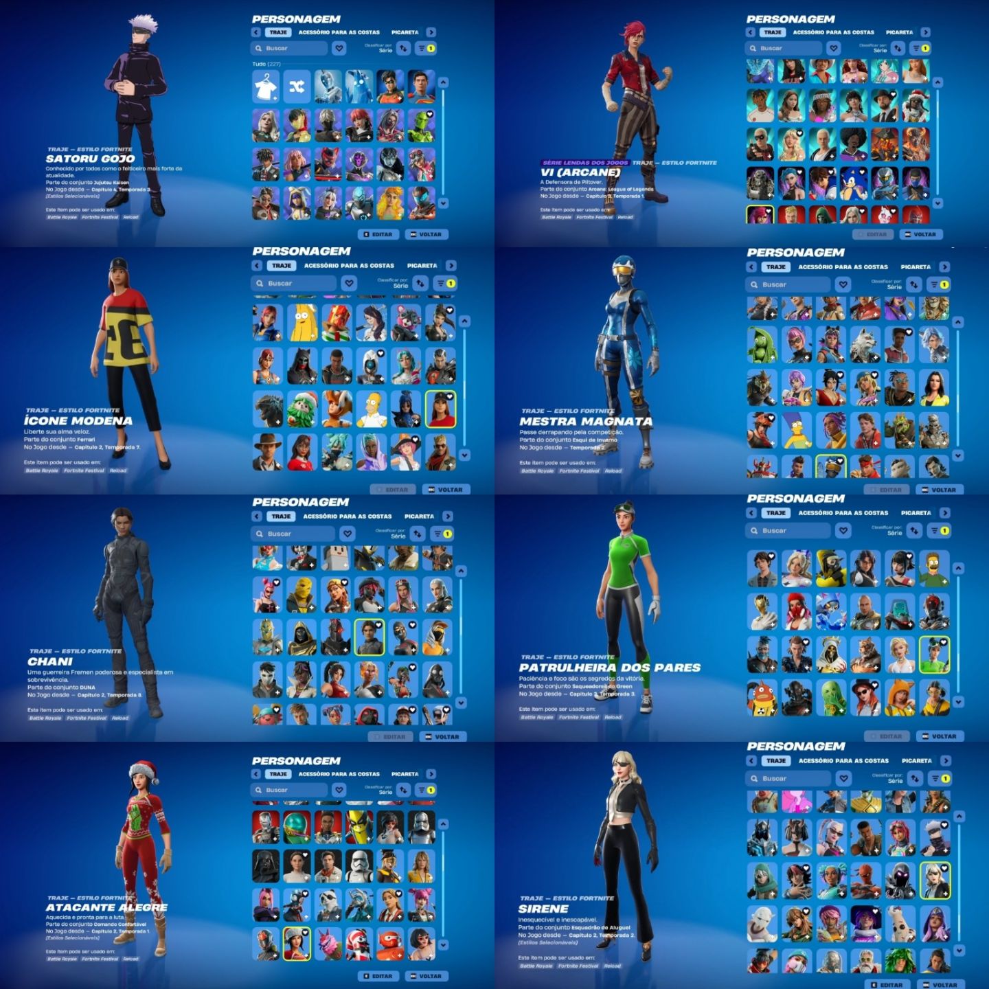 Conta Fortnite com várias skins e picaretas