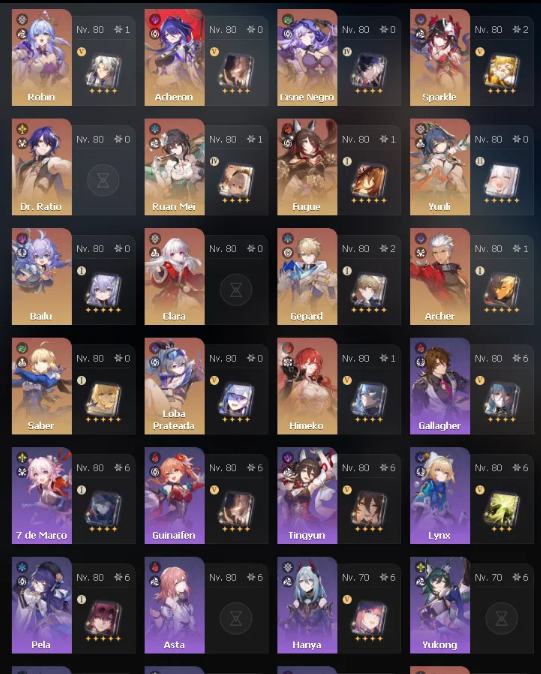 Conta Honkai Star Rail endgame Loba Prateada999E2, YaoE2, ,PearlE1