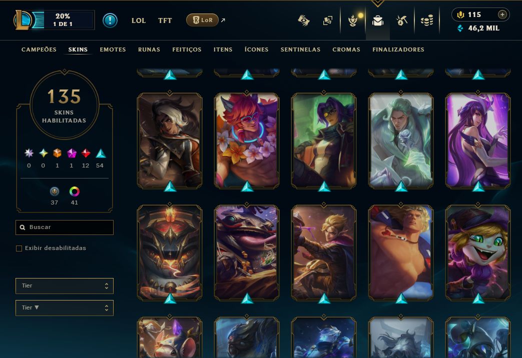 Conta League of Legends 10 anos (135 skins)