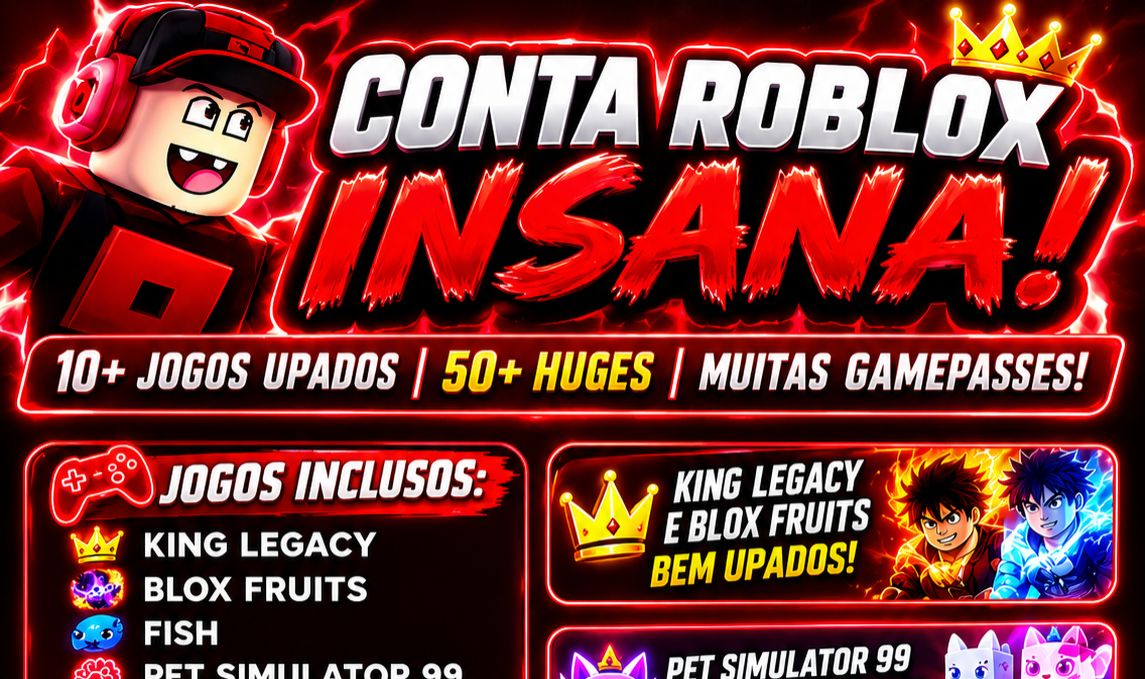 CONTA ROBLOX INSANA | 10+ JOGOS UPADOS | 50+ HUGES | MUITAS GAMEPASSES!