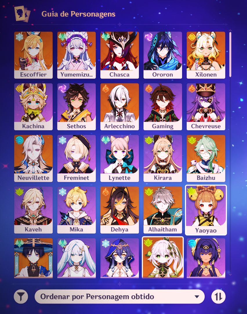 Conta genshin de 2020// AR60 com muitos personagens + honkai star rail
