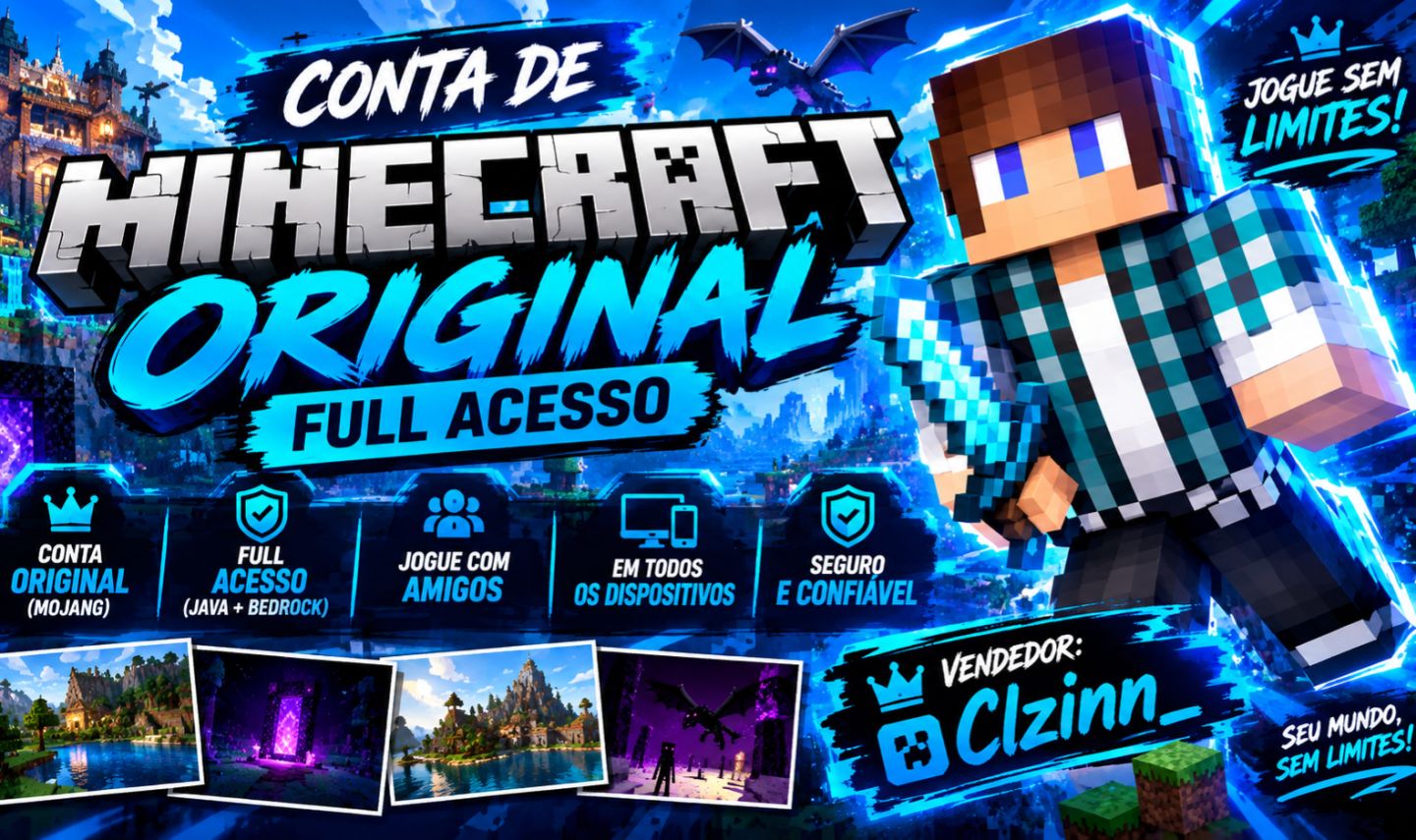 MINECRAFT ORIGINAL FULL ACESSO (SEGURO 100%) JAVA E BEDROCK
