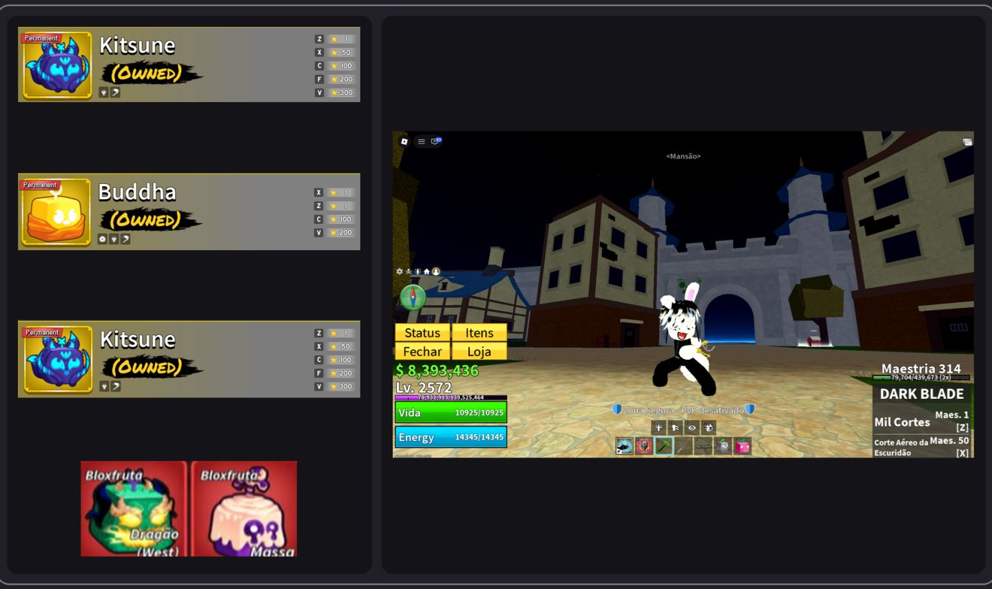 CONTA BLOX FRUITS, LEVEL MAX, DRAGON PERM/KITSUNE PERM/BUDDA PERM, TODASGAMEPASS