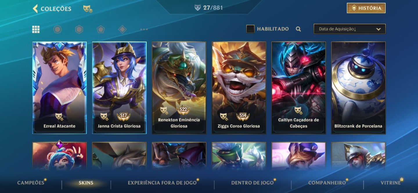 CONTA MESTRE - 27 SKINS (CONTÉM SKIN LENDÁRIA)