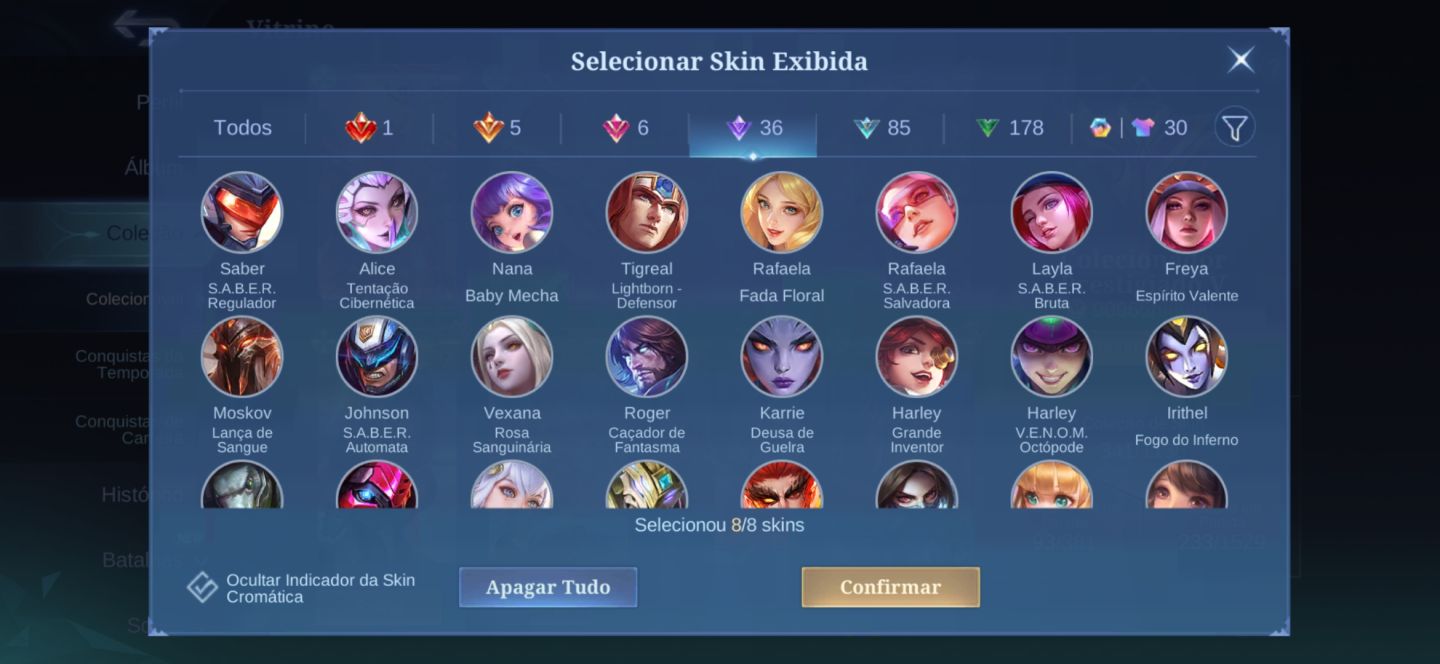 CONTA MOBILE LEGENDS COM 341 SKINS