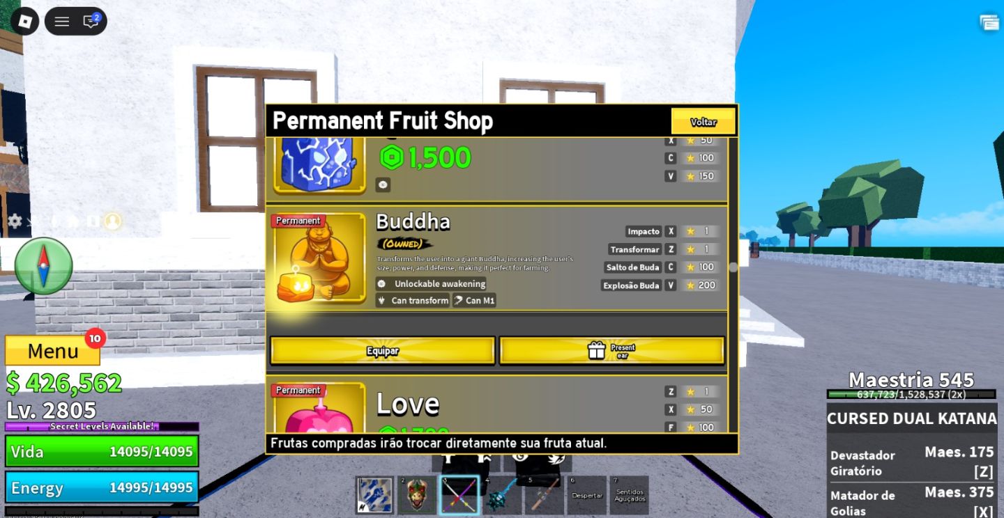 CONTA GEMADA BLOXFRUITS (BUDDHA PERM, 5.2M BOUNTY)