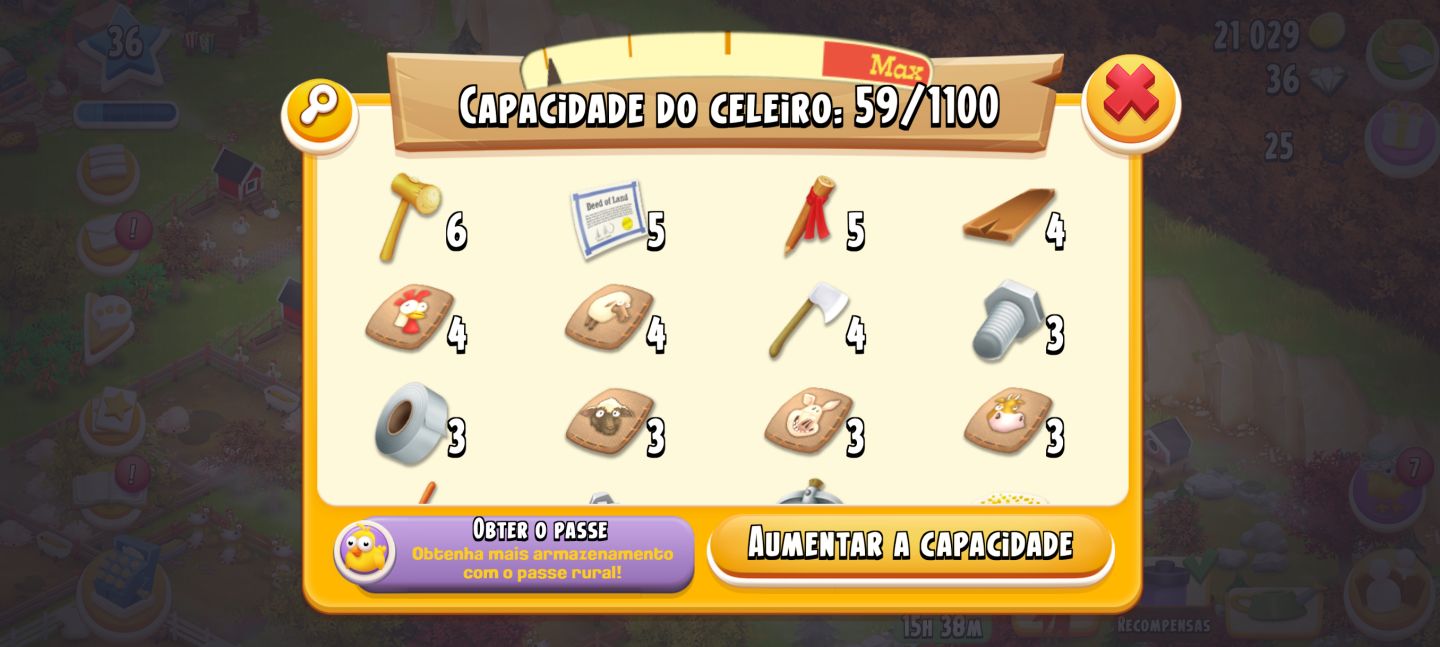 Fazenda hay day nível 36
