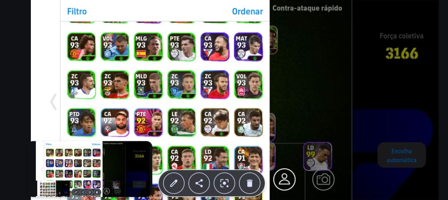 CONTA EFOOTBALL MOBILE RARA FORÇA 3166