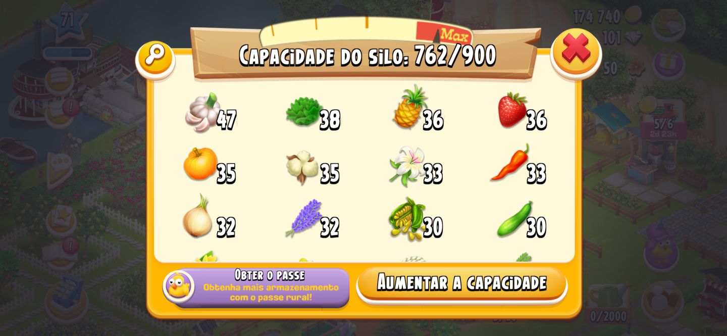 CONTA HAY DAY - Nível 71, 101 diamantes (mais informações na descrição)