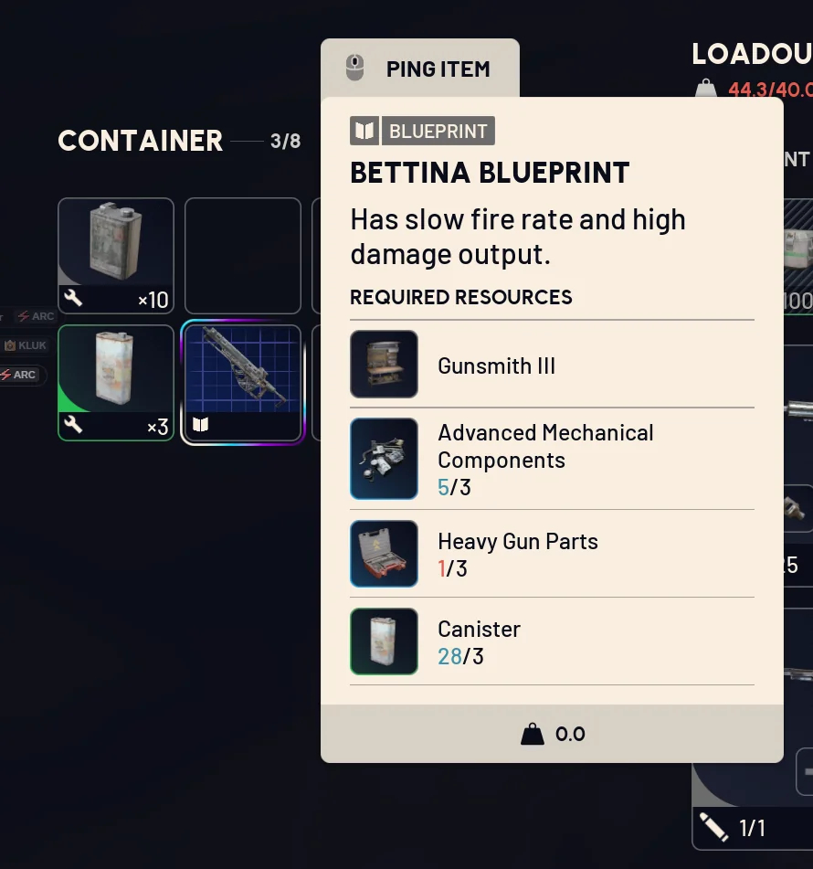 [Arc Raiders] Blueprints (Temporal, Afelio, Etc)