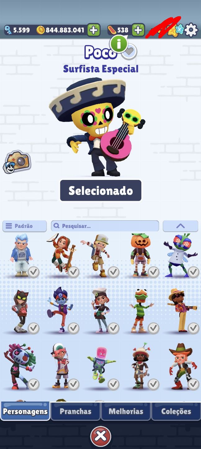 Conta rara Subway Surfers todos os personagens + 5000 chaves (2012)
