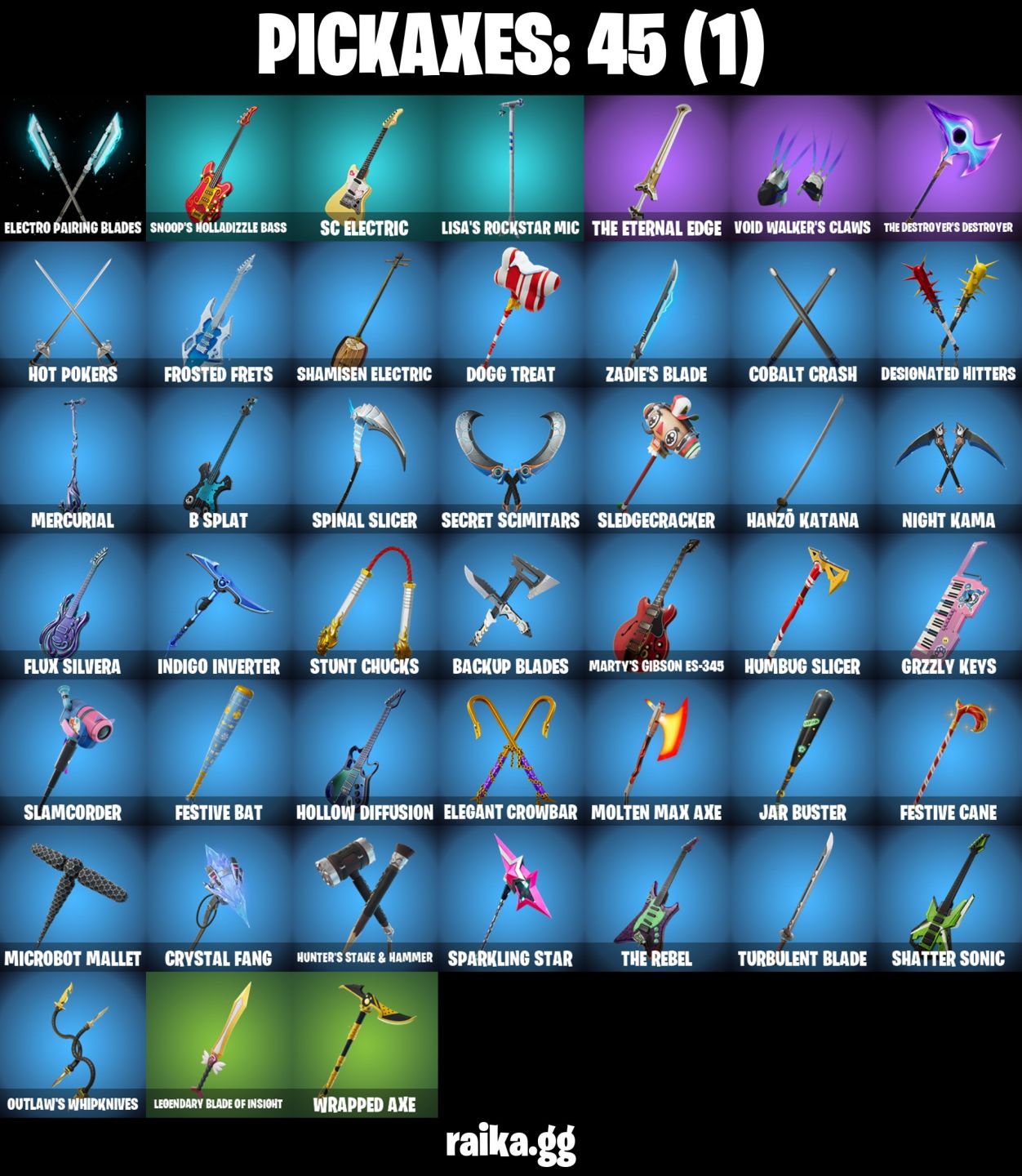 9 Skins - cobalt snowfoot, santa dogg, izuku midoriya, 600 vbucks