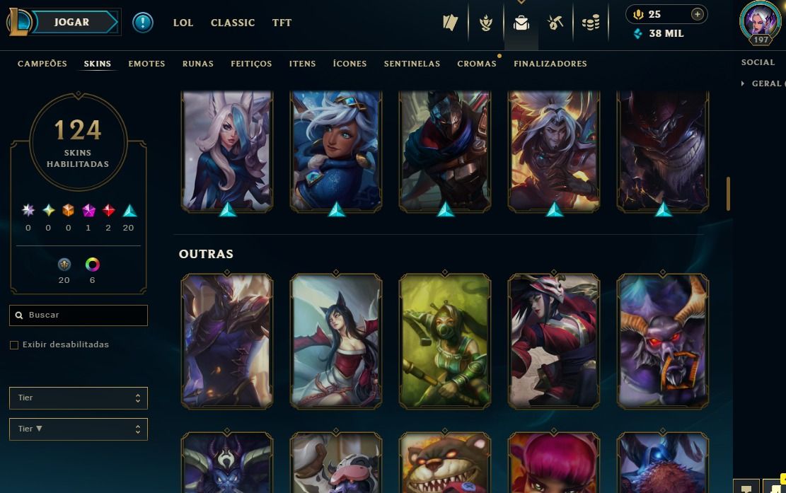 Full Acesso - 124 Skins - 140 Campeões - Level 197 - 38 Mil Essencia Azul