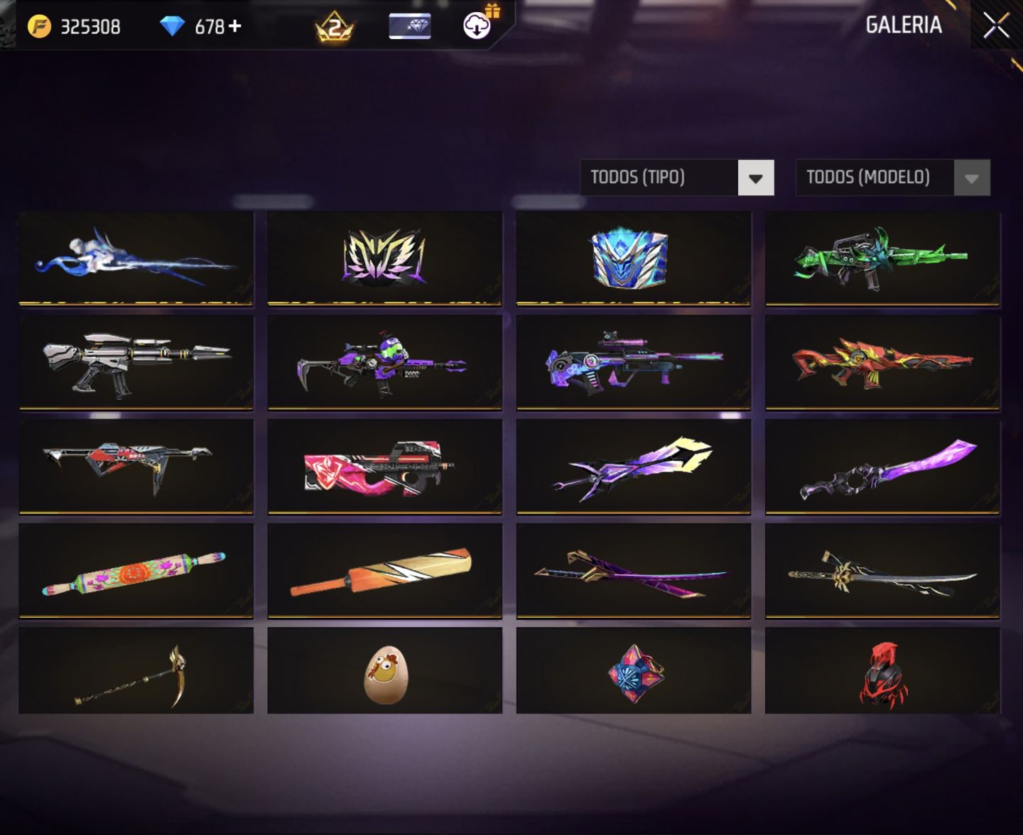 Conta de free fire com muitas skins boas barba do velho Angelical e muito mais