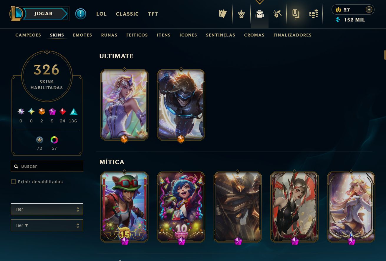 CONTA UNRANKED - 326 SKIN - FULL CHAMP + PREÇO BAIXISSIMO! - 100% SEGURA!
