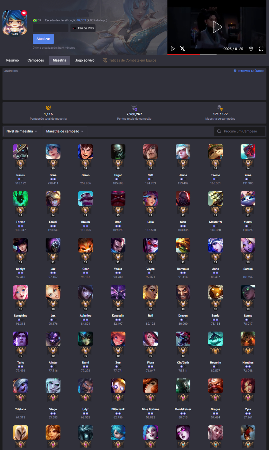 Conta FullAcesso de LOL lvl 1.456 + 832skins + 7/7 ultimate + elo Esmeralda III