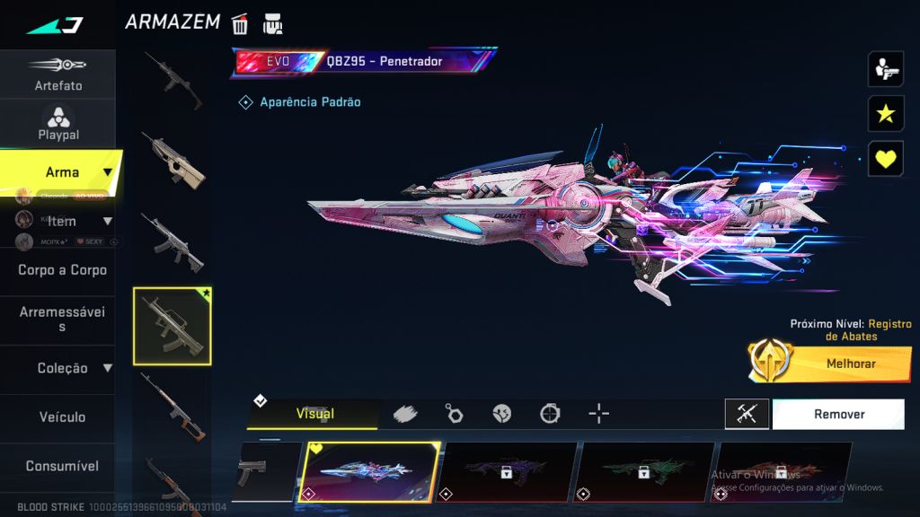Conta com Skin Evo QBZ95 penetrador e Skin da Elizabeth coloboracao nanatsu