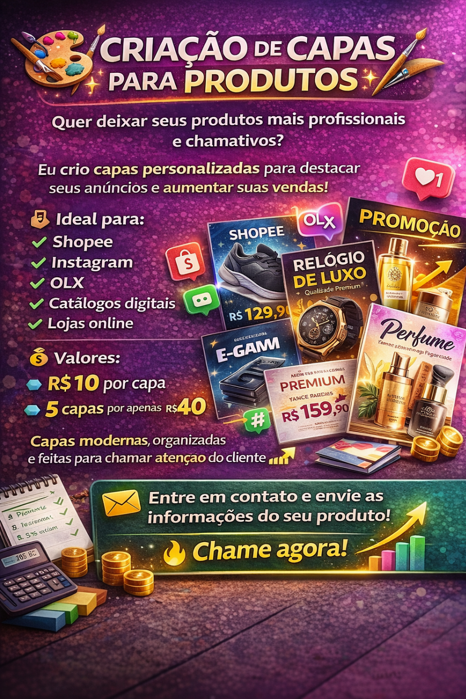 Crio capas personalizadas para o seu produto