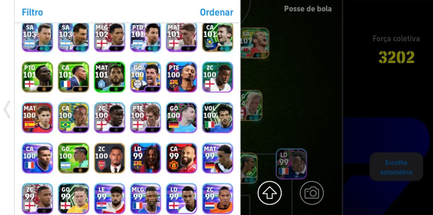 Conta de efootball mobile com 3202 de over